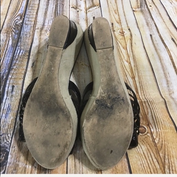 Clark’s Black Slip On Peep Toe 3 1/4” Wedge Sandal - Picture 6 of 6